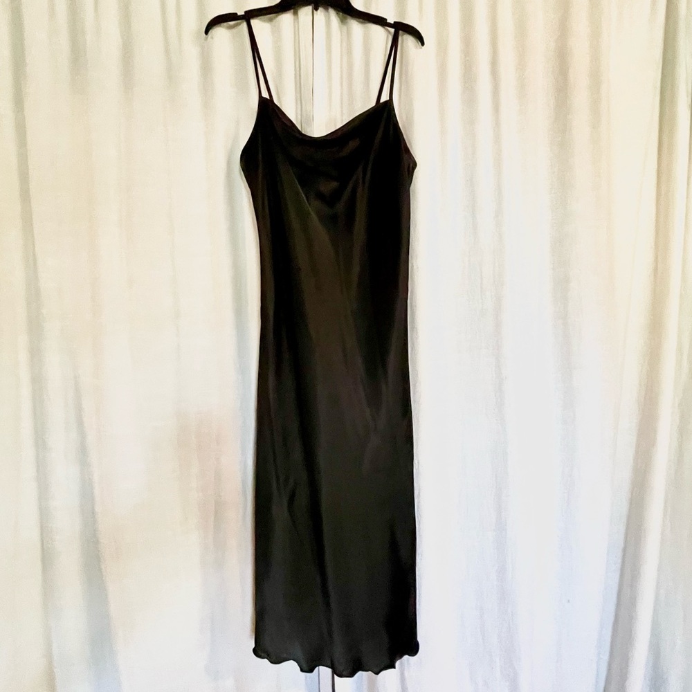 Bebe Satin Bias Black Dress